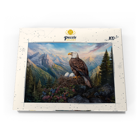 Darstellung des Puzzle Motivs Majestic Bald Eagle Nest Mountain Wilderness Majestic Bald Eagle Nest Mountain Wilderness 100 Puzzle Schachtel Ansicht3
