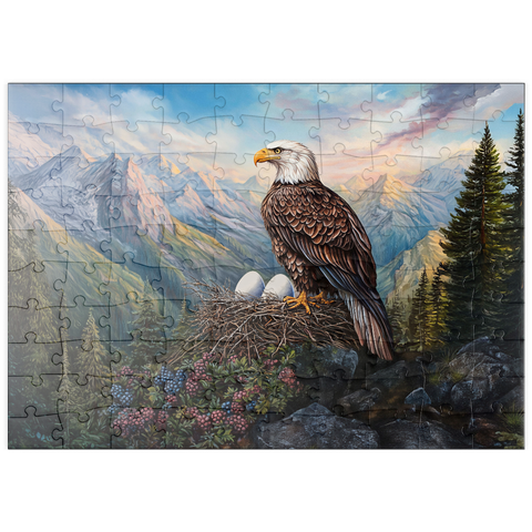 Darstellung des Puzzle Motivs Majestic Bald Eagle Nest Mountain Wilderness puzzleplate Majestic Bald Eagle Nest Mountain Wilderness 100 Puzzle