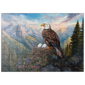 Darstellung des Puzzle Motivs Majestic Bald Eagle Nest Mountain Wilderness - Puzzleteile: 100