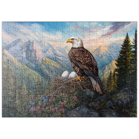 Darstellung des Puzzle Motivs Majestic Bald Eagle Nest Mountain Wilderness - Puzzleteile: 200