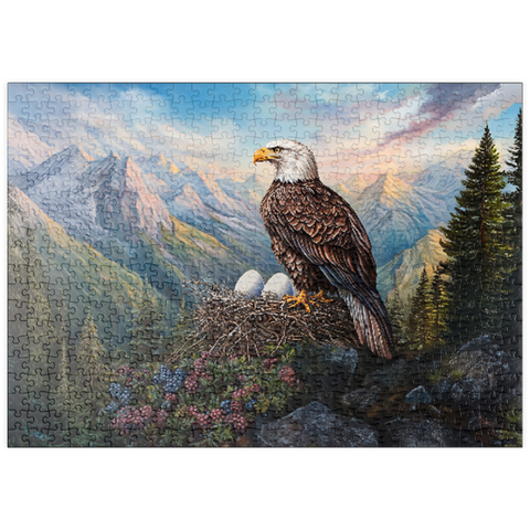 Darstellung des Puzzle Motivs Majestic Bald Eagle Nest Mountain Wilderness puzzleplate Majestic Bald Eagle Nest Mountain Wilderness 500 Puzzle