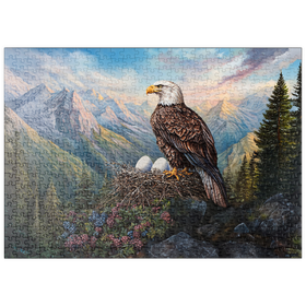 Darstellung des Puzzle Motivs Majestic Bald Eagle Nest Mountain Wilderness - Puzzleteile: 500