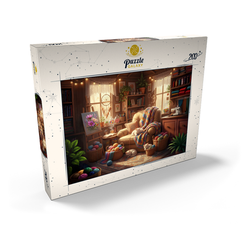 Darstellung des Puzzle Motivs Cozy Craft Room Cats and Yarn Cozy Craft Room Cats and Yarn 200 Puzzle Schachtel Ansicht2
