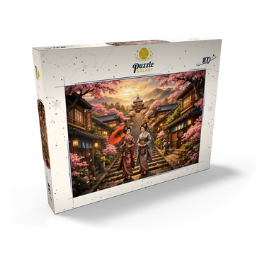 Darstellung des Puzzle Motivs Kyoto Pagoda Street Cherry Blossoms 100 Puzzle Schachtel Ansicht2