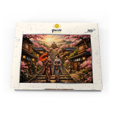 Darstellung des Puzzle Motivs Kyoto Pagoda Street Cherry Blossoms 200 Puzzle Schachtel Ansicht3