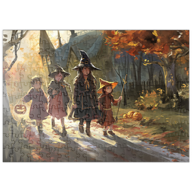 Darstellung des Puzzle Motivs Haunted Village Halloween Trick or Treat Scene - Puzzleteile: 200
