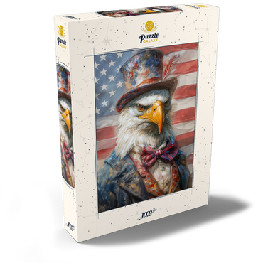 Darstellung des Puzzle Motivs Patriotic Bald Eagle American Flag Portrait 1000 Puzzle Schachtel Ansicht2