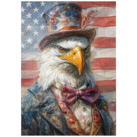 Darstellung des Puzzle-Motivs Patriotic Bald Eagle American Flag Portrait – Puzzleteile: 1000