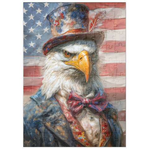 Darstellung des Puzzle Motivs Patriotic Bald Eagle American Flag Portrait puzzleplate Patriotic Bald Eagle American Flag Portrait 100 Puzzle