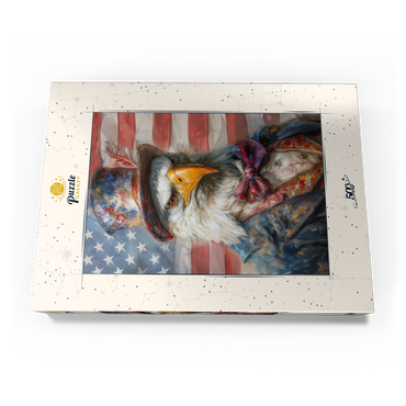 Darstellung des Puzzle Motivs Patriotic Bald Eagle American Flag Portrait 500 Puzzle Schachtel Ansicht3