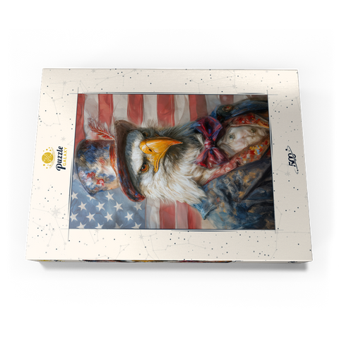 Darstellung des Puzzle Motivs Patriotic Bald Eagle American Flag Portrait Patriotic Bald Eagle American Flag Portrait 500 Puzzle Schachtel Ansicht3