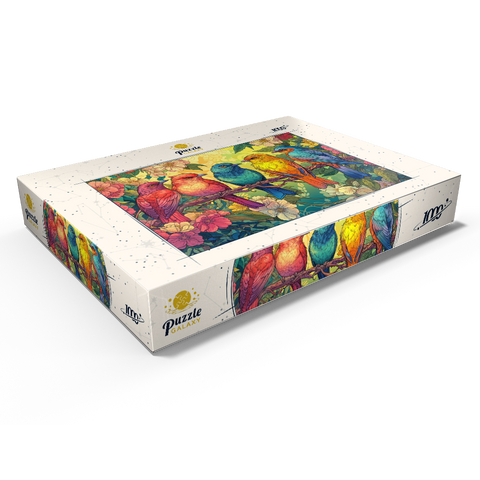 Darstellung des Puzzle Motivs Colorful Songbirds on Floral Branches Colorful Songbirds on Floral Branches 1000 Puzzle Schachtel Ansicht1