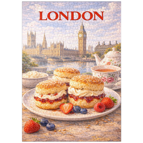 Darstellung des Puzzle Motivs London Scones & Cream Tea – British Afternoon Classic puzzleplate London Scones & Cream Tea – British Afternoon Classic 1000 Puzzle