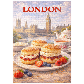 Darstellung des Puzzle Motivs London Scones & Cream Tea – British Afternoon Classic - Puzzleteile: 1000