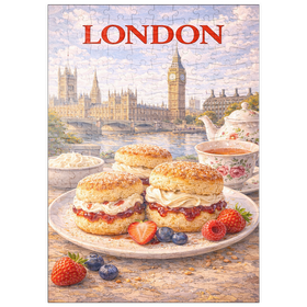 Darstellung des Puzzle Motivs London Scones & Cream Tea – British Afternoon Classic - Puzzleteile: 200