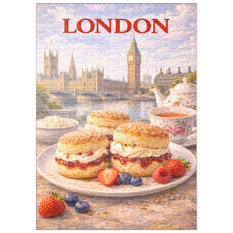 Darstellung des Puzzle Motivs London Scones & Cream Tea – British Afternoon Classic puzzleplate London Scones & Cream Tea – British Afternoon Classic 500 Puzzle