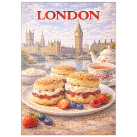 Darstellung des Puzzle Motivs London Scones & Cream Tea – British Afternoon Classic - Puzzleteile: 500