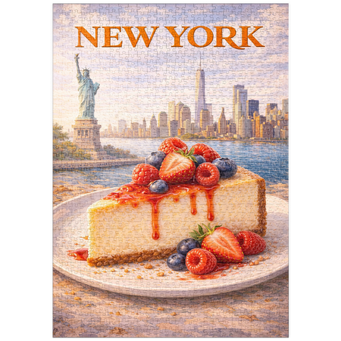 Darstellung des Puzzle Motivs New York Cheesecake – Iconic American Dessert puzzleplate New York Cheesecake – Iconic American Dessert 1000 Puzzle