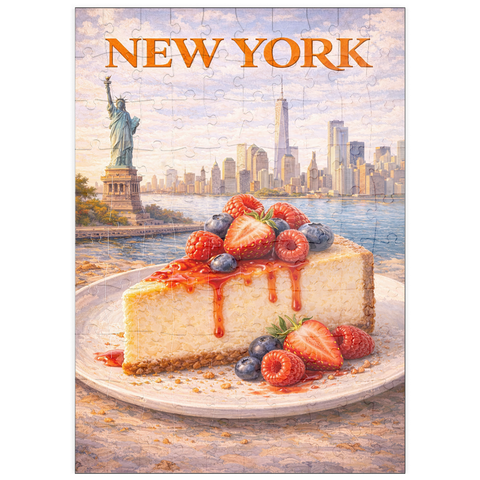 Darstellung des Puzzle Motivs New York Cheesecake – Iconic American Dessert puzzleplate New York Cheesecake – Iconic American Dessert 100 Puzzle