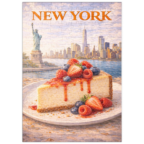 Darstellung des Puzzle Motivs New York Cheesecake – Iconic American Dessert puzzleplate New York Cheesecake – Iconic American Dessert 200 Puzzle