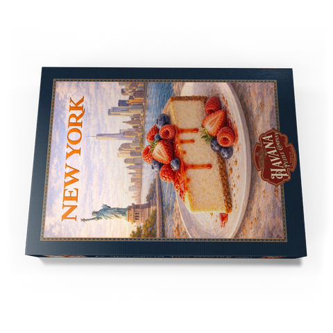 Darstellung des Puzzle Motivs New York Cheesecake – Iconic American Dessert New York Cheesecake – Iconic American Dessert 500 Puzzle Schachtel Ansicht3
