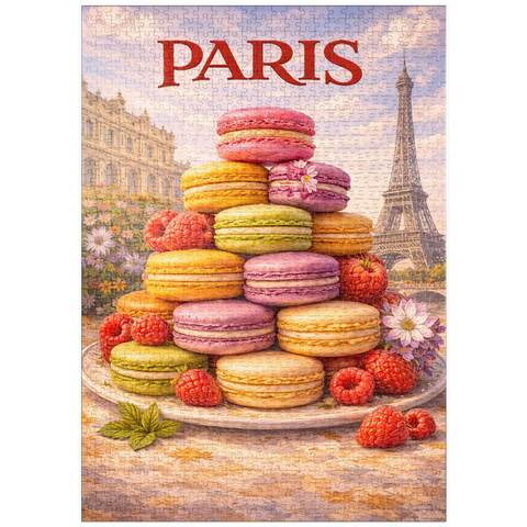 Darstellung des Puzzle Motivs Paris Macaron Tower – French Patisserie Elegance puzzleplate Paris Macaron Tower – French Patisserie Elegance 1000 Puzzle