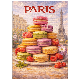 Darstellung des Puzzle Motivs Paris Macaron Tower – French Patisserie Elegance - Puzzleteile: 1000