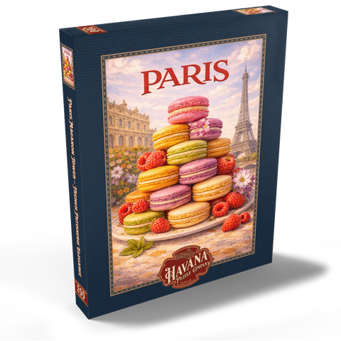 Darstellung des Puzzle Motivs Paris Macaron Tower – French Patisserie Elegance Paris Macaron Tower – French Patisserie Elegance 200 Puzzle Schachtel Ansicht2