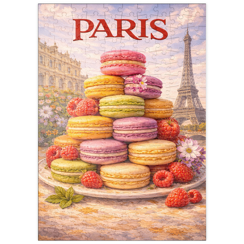 Darstellung des Puzzle Motivs Paris Macaron Tower – French Patisserie Elegance puzzleplate Paris Macaron Tower – French Patisserie Elegance 200 Puzzle