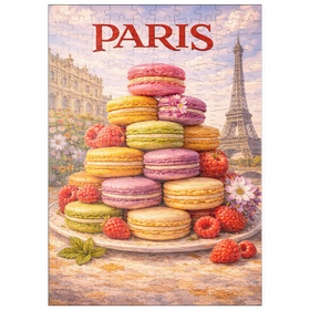 Darstellung des Puzzle Motivs Paris Macaron Tower – French Patisserie Elegance - Puzzleteile: 200