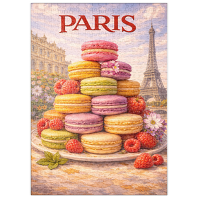 Darstellung des Puzzle Motivs Paris Macaron Tower – French Patisserie Elegance - Puzzleteile: 500
