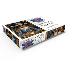 Darstellung des Puzzle Motivs Mme Steamfur, die Steampunk-Katze – Sarah Richter - Puzzleteile: 1000