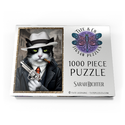 Darstellung des Puzzle Motivs Al Catpone, die Mafia-Katze – Sarah Richter Al Catpone Mafioso Cat - Sarah Richter 1000 Puzzle Schachtel Ansicht3