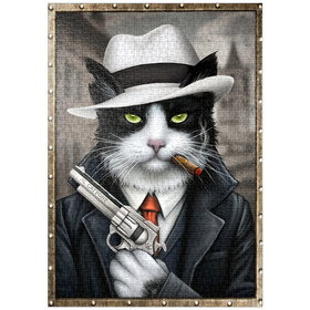 Darstellung des Puzzle Motivs Al Catpone, die Mafia-Katze – Sarah Richter - Puzzleteile: 1000
