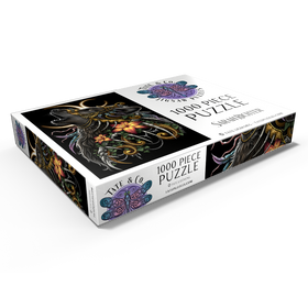 Darstellung des Puzzle Motivs Heulender Wolf, schwarz – Sarah Richter - Puzzleteile: 1000