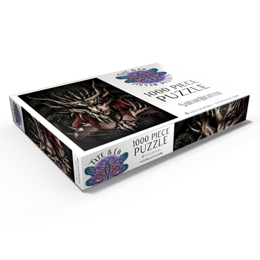 Darstellung des Puzzle Motivs Dragon Mask Warrior Girl - Sarah Richter 1000 Puzzle Schachtel Ansicht1