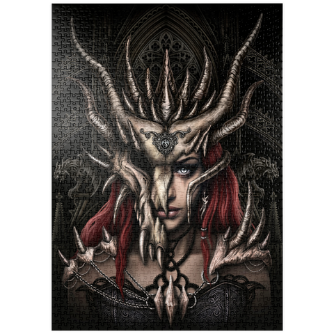 Darstellung des Puzzle Motivs Das Mädchen mit der Drachenmaske – Sarah Richter puzzleplate Dragon Mask Warrior Girl - Sarah Richter 1000 Puzzle