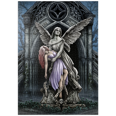Darstellung des Puzzle Motivs Der ewige Kampf – Stone Angel – Sarah Richter puzzleplate The Eternal Fight Stone Angel - Sarah Richter 1000 Puzzle