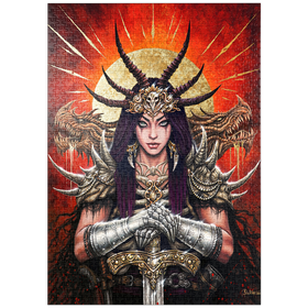 Darstellung des Puzzle Motivs Aurora Mortis Samurai-Kriegerin – Sarah Richter - Puzzleteile: 1000