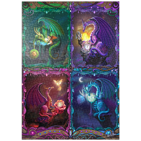 Darstellung des Puzzle Motivs Die Zeitdrachen – Rose Cat Khan puzzleplate The Time Dragons - Rose Cat Khan 1000 Puzzle