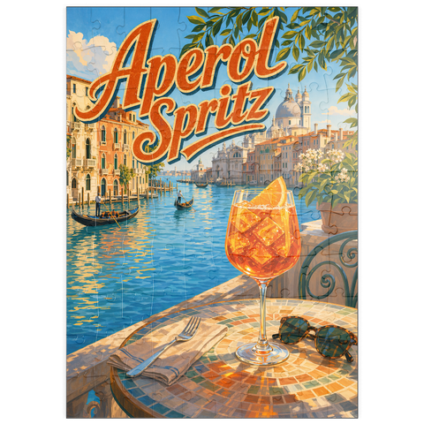 Darstellung des Puzzle Motivs Aperol Spritz – Sonnenuntergang am Canal Grande in Venedig puzzleplate Aperol Spritz - Venice Grand Canal Sunset 100 Puzzle