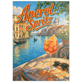 Darstellung des Puzzle Motivs Aperol Spritz – Sonnenuntergang am Canal Grande in Venedig - Puzzleteile: 100
