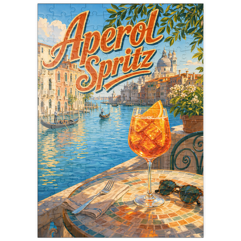 Darstellung des Puzzle Motivs Aperol Spritz – Sonnenuntergang am Canal Grande in Venedig puzzleplate Aperol Spritz - Venice Grand Canal Sunset 200 Puzzle