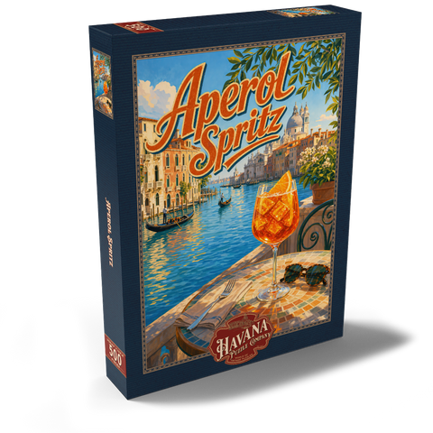 Darstellung des Puzzle Motivs Aperol Spritz – Sonnenuntergang am Canal Grande in Venedig Aperol Spritz - Venice Grand Canal Sunset 500 Puzzle Schachtel Ansicht2