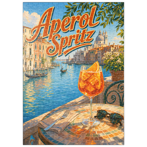 Darstellung des Puzzle Motivs Aperol Spritz – Sonnenuntergang am Canal Grande in Venedig puzzleplate Aperol Spritz - Venice Grand Canal Sunset 500 Puzzle