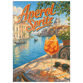 Darstellung des Puzzle Motivs Aperol Spritz – Sonnenuntergang am Canal Grande in Venedig - Puzzleteile: 500