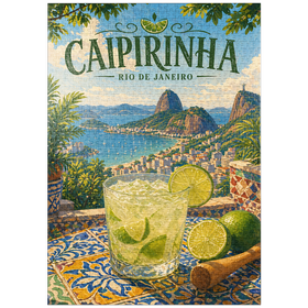 Darstellung des Puzzle Motivs Caipirinha – Blick auf die Küste von Rio de Janeiro - Puzzleteile: 1000