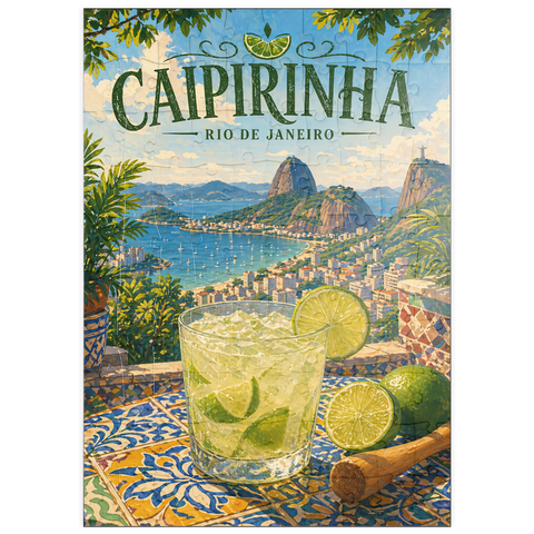 Darstellung des Puzzle Motivs Caipirinha – Blick auf die Küste von Rio de Janeiro puzzleplate Caipirinha - Rio de Janeiro Coastal View 100 Puzzle