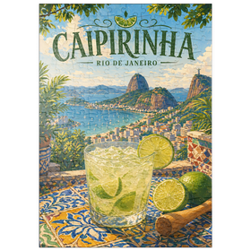 Darstellung des Puzzle Motivs Caipirinha – Blick auf die Küste von Rio de Janeiro - Puzzleteile: 200