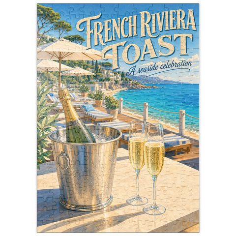Darstellung des Puzzle Motivs Toast à la Côte d’Azur – Ein Fest am Meer puzzleplate French Riviera Toast - A seaside celebration 200 Puzzle